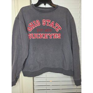 Womens Ohio State Varsity Buckeyes Gray Crewneck Sweatshirt XL Lettered Applique